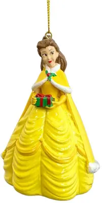 Kurt S. Adler kunststof kerstbal Disney Belle 10cm geel - afbeelding 1