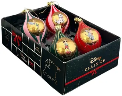 Kurt S. Adler kunststof kerstbal disney classics 11cm multi 4 stuks - afbeelding 1