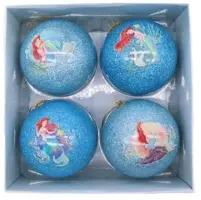 Kurt S. Adler kunststof kerstbal disney de kleine zeemeermin 7.5cm blauw 4 stuks - afbeelding 1