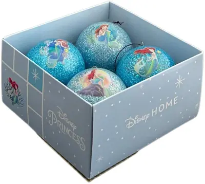 Kurt S. Adler kunststof kerstbal disney de kleine zeemeermin 7.5cm blauw 4 stuks - afbeelding 1