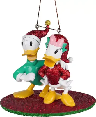 Kurt S. Adler kunststof kerstbal Disney Donald Duck en Katrien Duck 8cm multi - afbeelding 1