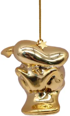 Kurt S. Adler kunststof kerstbal Disney Donald Duck hoofd 6cm goud - afbeelding 1