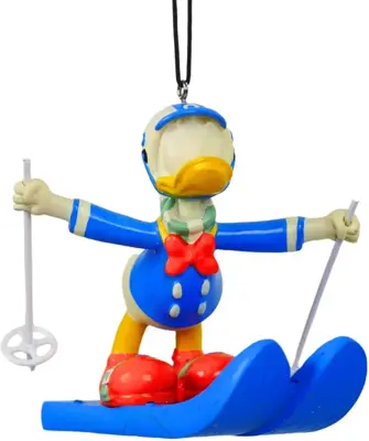 Kurt S. Adler kunststof kerstbal Disney Donald Duck ski 9cm multi - afbeelding 1
