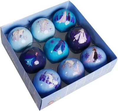 Kurt S. Adler kunststof kerstbal disney frozen 7.5cm multi 9 stuks - afbeelding 1