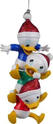 Kurt S. Adler kunststof kerstbal Disney Kwik, Kwek en Kwak Duck 12cm multi - afbeelding 1
