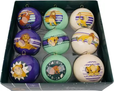 Kurt S. Adler kunststof kerstbal disney lion king 7.5cm multi 9 stuks - afbeelding 1