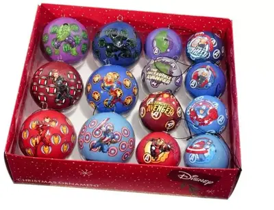 Kurt S. Adler kunststof kerstbal disney marvel avengers 7.5cm multi 14 stuks - afbeelding 1