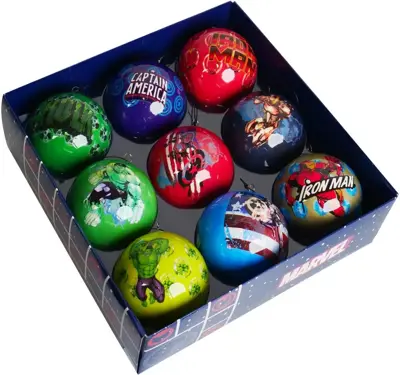 Kurt S. Adler kunststof kerstbal disney marvel avengers 7.5cm multi 9 stuks - afbeelding 1