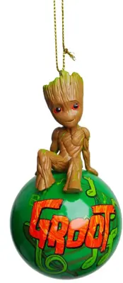 Kurt S. Adler kunststof kerstbal Disney Marvel Groot 12cm bruin, groen - afbeelding 1