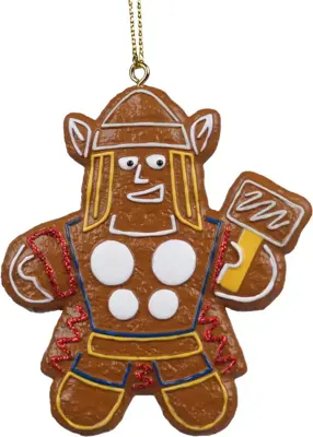 Kurt S. Adler kunststof kerstbal Disney Marvel peperkoek Thor 7cm bruin - afbeelding 1