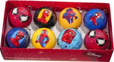 Kurt S. Adler kunststof kerstbal disney marvel spiderman 6cm multi 8 stuks - afbeelding 1