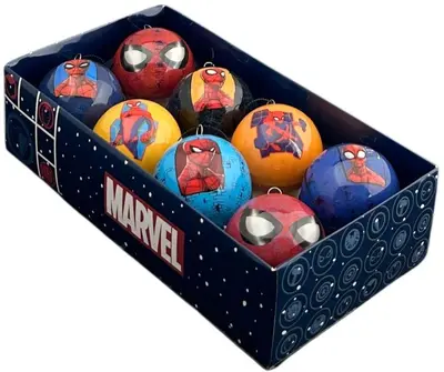 Kurt S. Adler kunststof kerstbal disney marvel spiderman 6cm multi 8 stuks - afbeelding 1