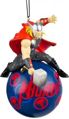 Kurt S. Adler kunststof kerstbal Disney Marvel Thor 12cm blauw, rood - afbeelding 1