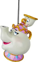 Kurt S. Adler kunststof kerstbal Disney Mevrouw Tuit & Barstje 9cm wit - afbeelding 1
