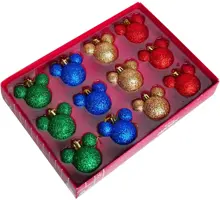 Kurt S. Adler kunststof kerstbal disney mickey mouse 5cm multi 12 stuks - afbeelding 2