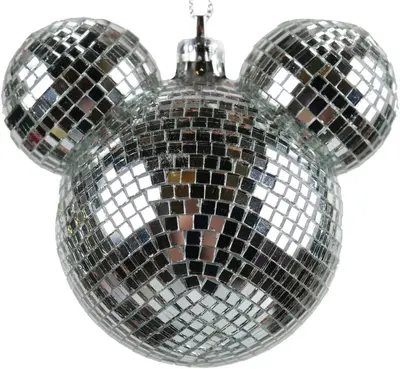 Kurt S. Adler kunststof kerstbal Disney Mickey Mouse discobal 8.5cm zilver - afbeelding 1