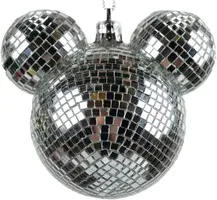 Kurt S. Adler kunststof kerstbal Disney Mickey Mouse discobal 8.5cm zilver - afbeelding 1