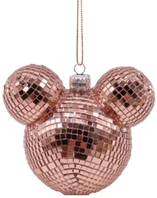 Kurt S. Adler kunststof kerstbal Disney Mickey Mouse discobal 8.5cm roze - afbeelding 1