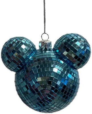 Kurt S. Adler kunststof kerstbal Disney Mickey Mouse discobal 8.5cm blauw - afbeelding 1