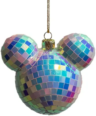 Kurt S. Adler kunststof kerstbal Disney Mickey Mouse discobal 8.5cm iriserend - afbeelding 1
