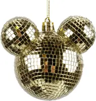 Kurt S. Adler kunststof kerstbal Disney Mickey Mouse discobal 8.5cm goud - afbeelding 1