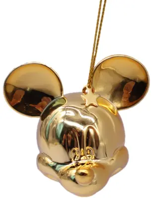 Kurt S. Adler kunststof kerstbal Disney Mickey Mouse hoofd 5cm goud - afbeelding 1