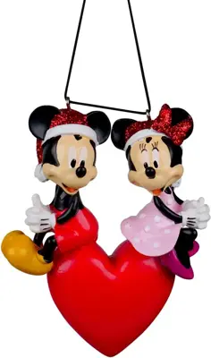 Kurt S. Adler kunststof kerstbal Disney Mickey Mouse & Minnie Mouse verliefd 11cm multi - afbeelding 1