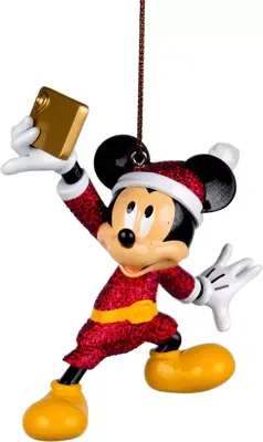 Kurt S. Adler kunststof kerstbal Disney Mickey Mouse selfie 10cm multi - afbeelding 1