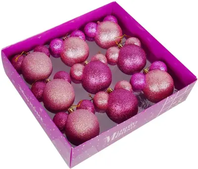 Kurt S. Adler kunststof kerstbal disney minnie mouse 6cm roze 9 stuks - afbeelding 1