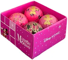 Kurt S. Adler kunststof kerstbal disney minnie mouse 7.5cm roze 4 stuks - afbeelding 1