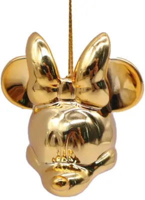 Kurt S. Adler kunststof kerstbal Disney Minnie Mouse hoofd 6cm goud - afbeelding 1