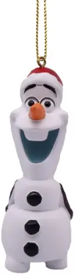 Kurt S. Adler kunststof kerstbal Disney Olaf kerstmuts 9.5cm wit - afbeelding 1