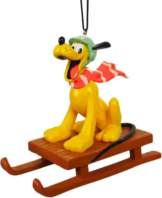 Kurt S. Adler kunststof kerstbal Disney Pluto slee 10cm multi - afbeelding 1
