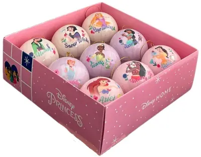 Kurt S. Adler kunststof kerstbal disney princess 7.5cm roze 9 stuks - afbeelding 1