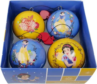 Kurt S. Adler kunststof kerstbal disney sneeuwwitje 7.5cm multi 4 stuks - afbeelding 1