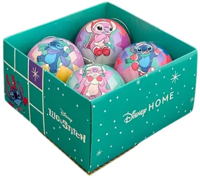 Kurt S. Adler kunststof kerstbal disney stitch 7.5cm multi 4 stuks - afbeelding 1