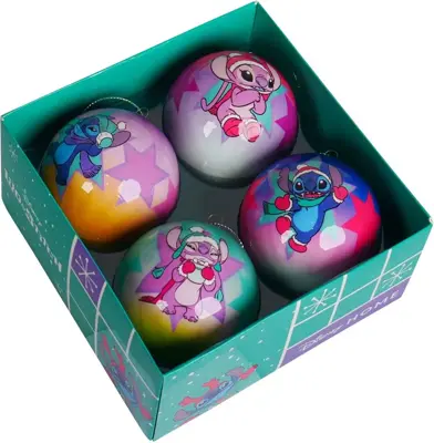 Kurt S. Adler kunststof kerstbal disney stitch 7.5cm multi 4 stuks - afbeelding 1