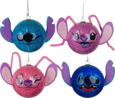 Kurt S. Adler kunststof kerstbal disney stitch 7.5cm multi 4 stuks - afbeelding 2