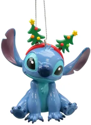 Kurt S. Adler kunststof kerstbal Disney Stitch kerstdiadeem 9cm blauw - afbeelding 1