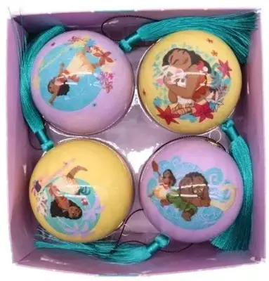 Kurt S. Adler kunststof kerstbal disney vaiana 7.5cm multi 4 stuks - afbeelding 1