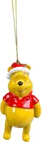 Kurt S. Adler kunststof kerstbal Disney Winnie de Poeh kerstmuts 10cm geel, rood - afbeelding 1