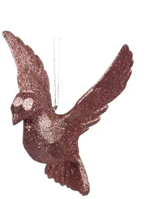 Kurt S. Adler kunststof kerstbal duif 10cm roze - afbeelding 1