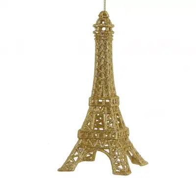Kurt S. Adler kunststof kerstbal eiffeltoren 15cm goud - afbeelding 1