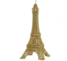 Kurt S. Adler kunststof kerstbal eiffeltoren 15cm goud - afbeelding 1