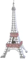 Kurt S. Adler kunststof kerstbal eiffeltoren 15cm roze, zilver - afbeelding 1