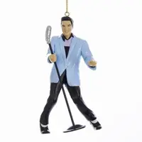 Kurt S. Adler kunststof kerstbal Elvis Presley 11cm blauw - afbeelding 1