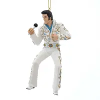 Kurt S. Adler kunststof kerstbal Elvis Presley 13cm wit - afbeelding 1