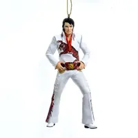 Kurt S. Adler kunststof kerstbal Elvis Presley 13cm wit - afbeelding 1