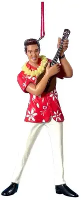 Kurt S. Adler kunststof kerstbal Elvis Presley hawaï 12.5cm rood, wit - afbeelding 1