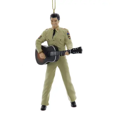 Kurt S. Adler kunststof kerstbal Elvis Presley met gitaar 13.5cm beige - afbeelding 1